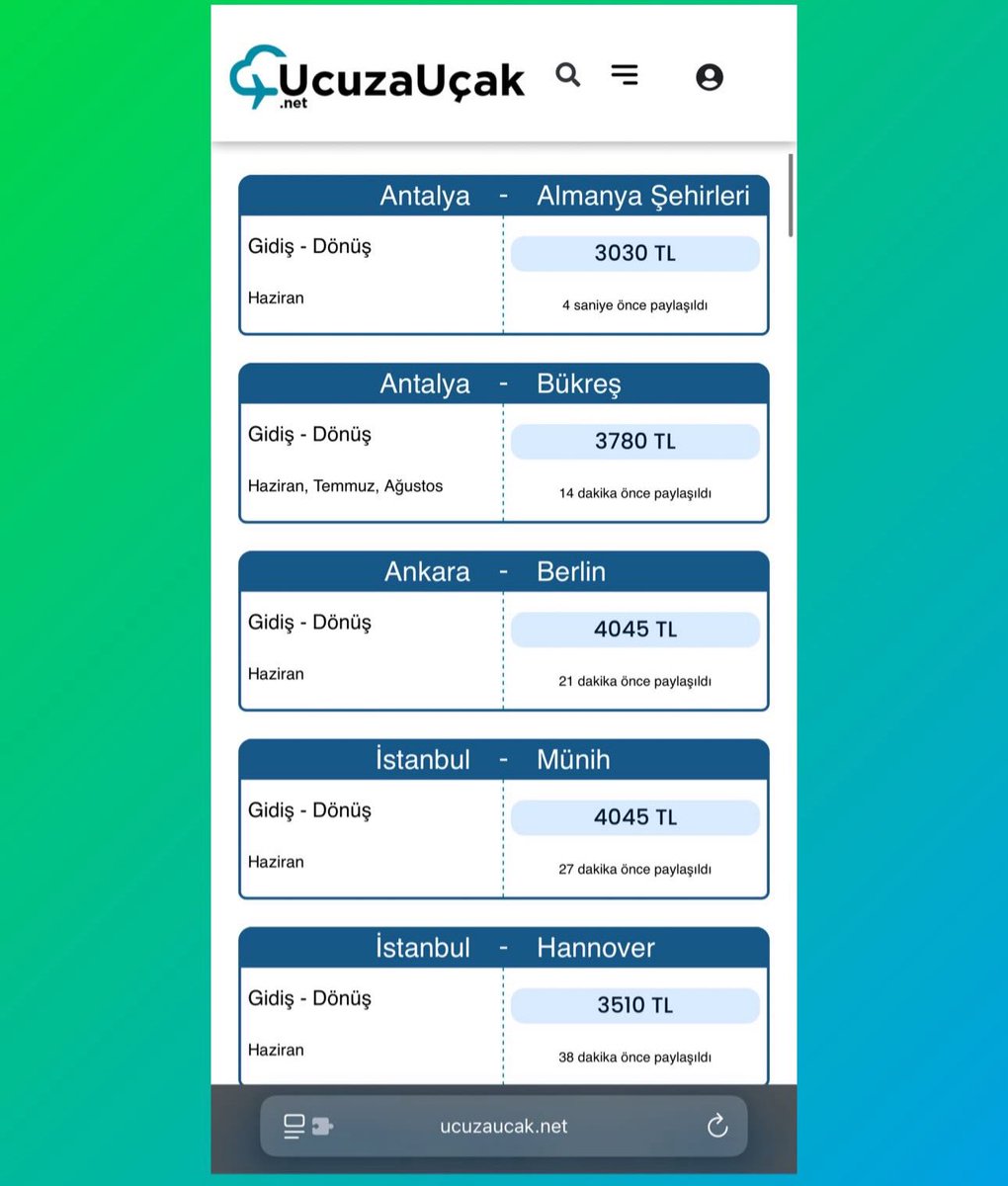 Sitedeki aktif aon ucuza uçak biletler