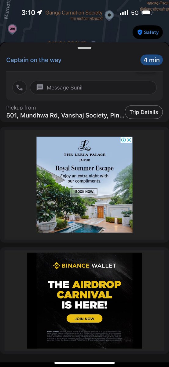Probably its first time for me  I am seeing <a href="/binance/">Binance</a> advertisement on a public platform at <a href="/rapidobikeapp/">Rapido</a>.