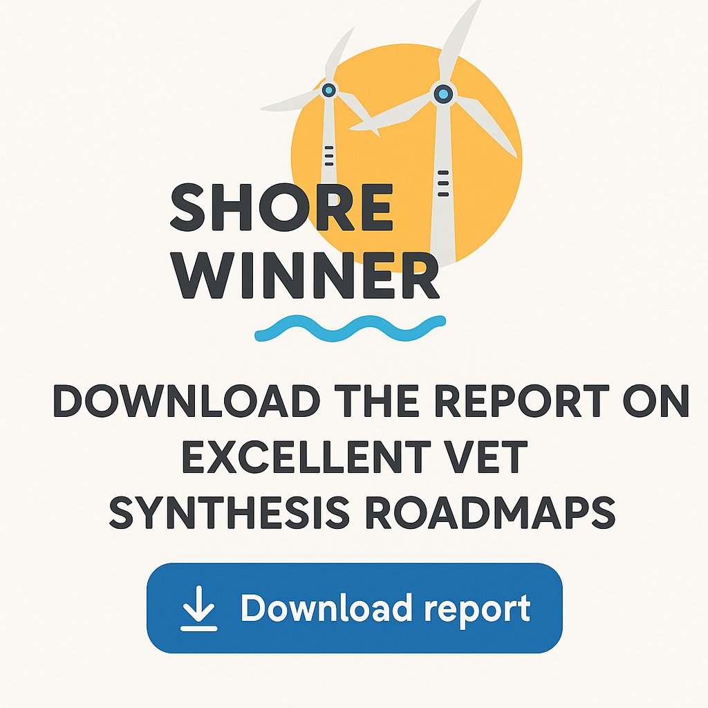 🌊 We are proud to share the latest #SHOREWINNER deliverable:📘 D2.2 Excellent VET Synthesis Roadmaps is now available!

Discover key insights into VET strategies for the offshore renewable energy sector.

📥 Click the link to download the full report:
👉 shorewinner.eu/wp-content/upl…