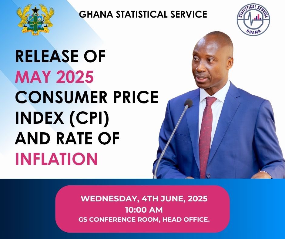 Join the Ghana Statistical Service on zoom, as we release May 2025 Consumer Price Index (CPI) and rate of inflation. click on the link below to join. 👇👇👇
zoom.us/j/96275729415?…

Meeting ID: 962 7572 9415
Passcode: 319851