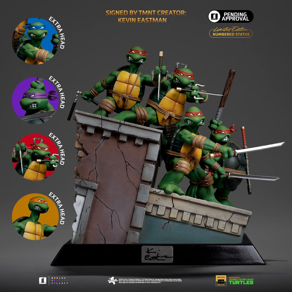 monstersngeeks's tweet photo. El #ObjetoDelDeseo del día de hoy: Esta recreación en resina de la primer portada de #TMNT de Iron Studios. 26.5 cm de altura, pintada a mano y estará disponible en el primer cuarto del 2026 y la edición firmada por Kevin Eastman costará €560 euros. (Alrededor de $12,250 pesos). https://t.co/re34psOu5M