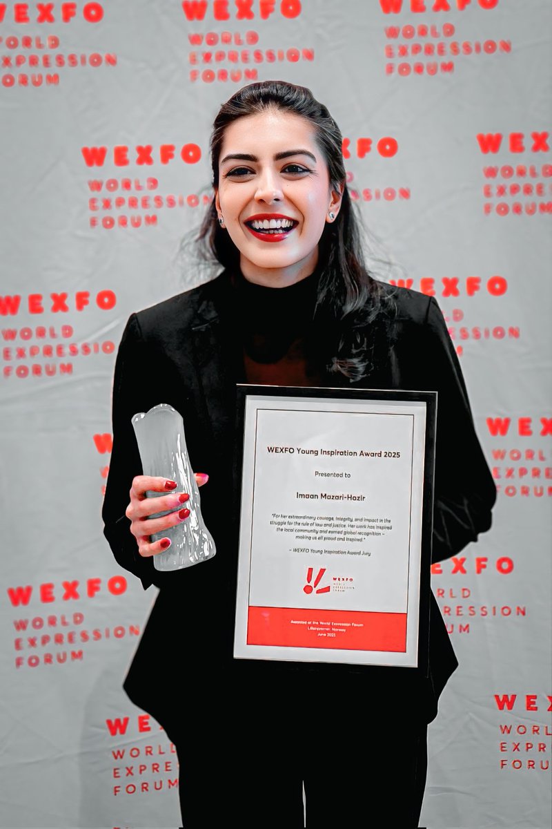 Congratulations🎉 to the bold &amp; brilliant <a href="/ImaanZHazir/">Imaan Zainab Mazari-Hazir</a> on the WEXFO Award! ✨ Your voice shakes silence &amp; inspires hope. May your journey be filled with light, courage &amp; quiet love. 💫 With deep admiration &amp; warm wishes. ❤️ #Respect #inspiration