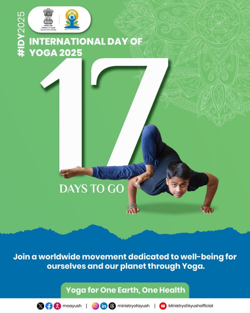 Anil Kapoor (@anilkapoor) on Twitter photo Yoga inspires, heals and unites.
Let's embrace a healthier today and tomorrow through the spirit of Yoga Mahotsava!
#IDY2025 <a href="/MIB_India/">Ministry of Information and Broadcasting</a> Yoga inspires, heals and unites.
Let's embrace a healthier today and tomorrow through the spirit of Yoga Mahotsava!
#IDY2025 <a href="/MIB_India/">Ministry of Information and Broadcasting</a>