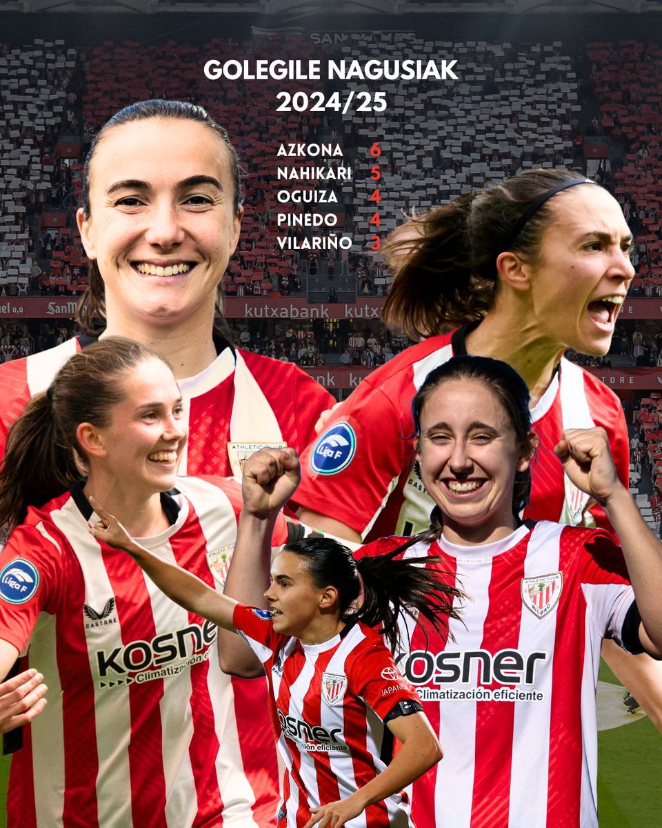 🎯 Estas han sido las máximas goleadoras de la temporada.

Ate aurrean gehien asmatu duten lehoiak 👇

#AthleticClubFem 🦁