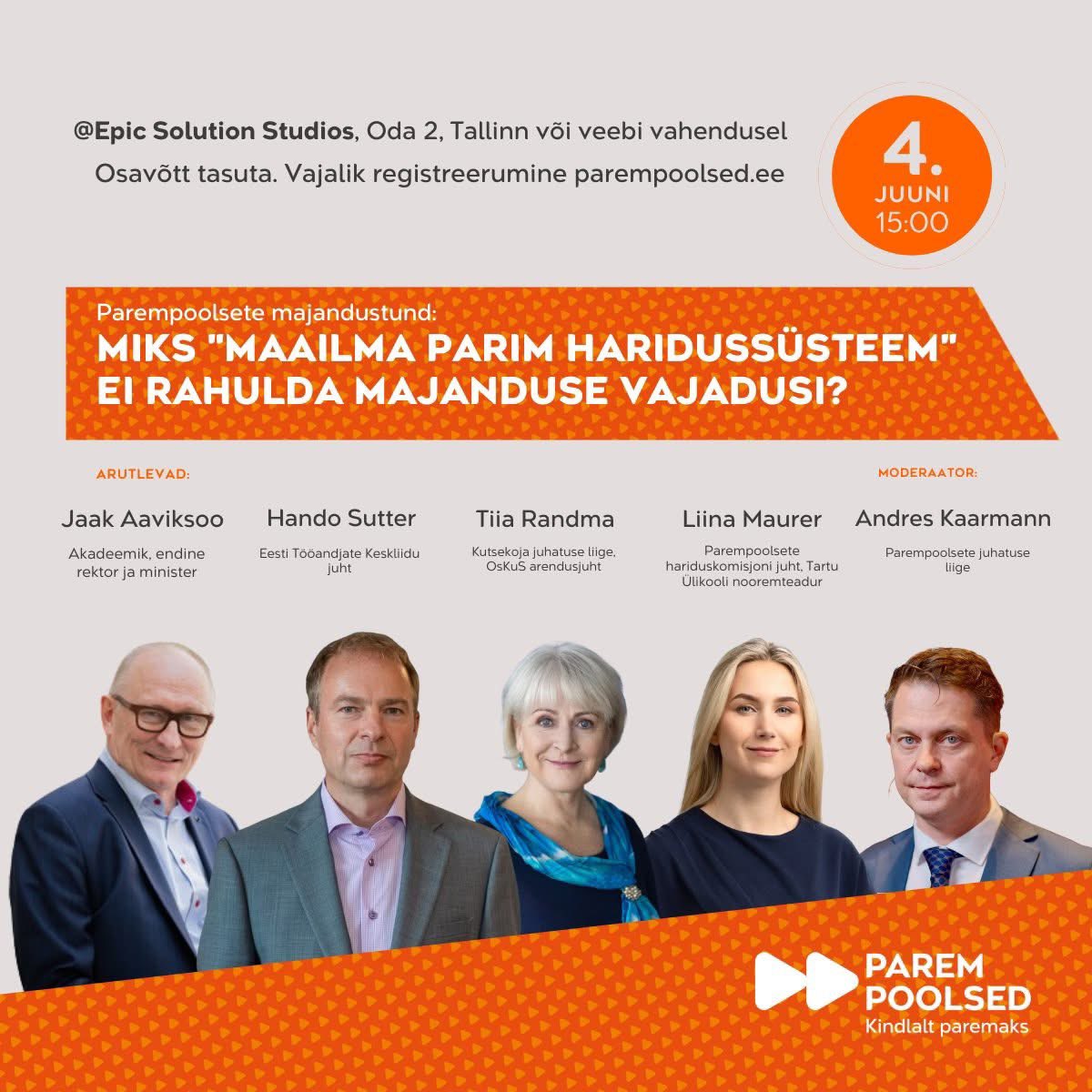 Paari tunni pärast seekordne <a href="/Parempoolsed1/">Parempoolsed</a> Majandustund. Võimsad külalised Andres Kaarmani <a href="/luftivend/">Andres Kaarmann</a> juhitaval arutelul. Haridus teeb vabaks.
