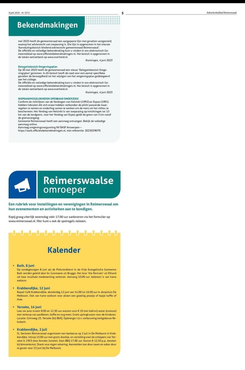 Gemeente Reimerswaal (@gem_reimerswaal) on Twitter photo 📰Nieuws en 📣bekendmakingen van deze week in 🗞Reimerswaal Informatie
#reimerswaalvandaag 📰Nieuws en 📣bekendmakingen van deze week in 🗞Reimerswaal Informatie
#reimerswaalvandaag