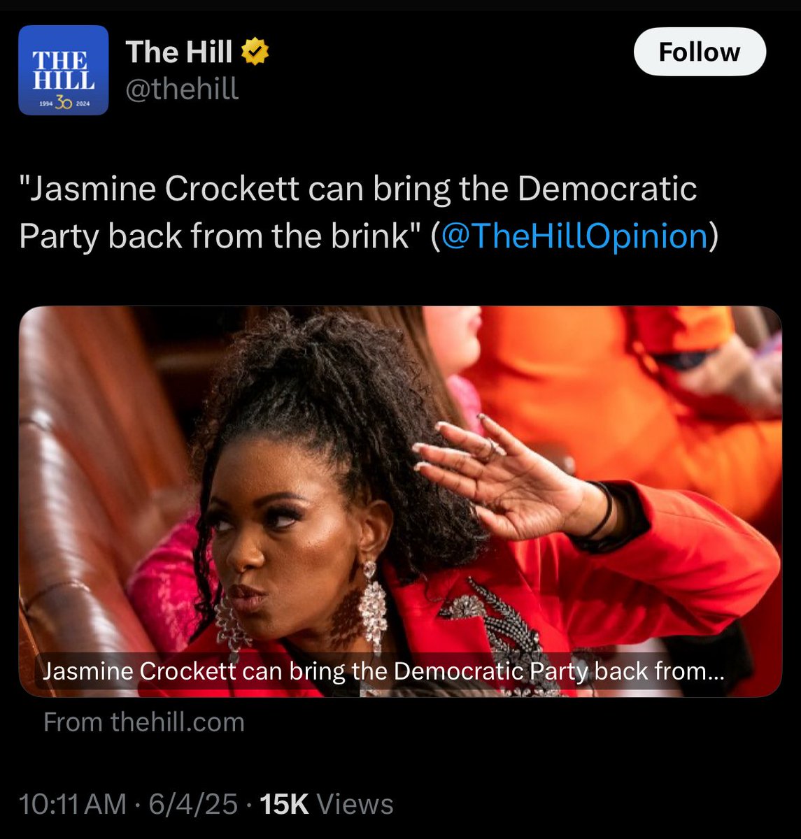 ingelramdecoucy's tweet image. I speak for all Republicans when I say that we’re terrified of Jasmine Crockett becoming the face of the Democratic Party because we know how clear and effective her message is

Please don’t make Jasmine Crockett the face of your Party, Democrats, I beg you! Anything but that!