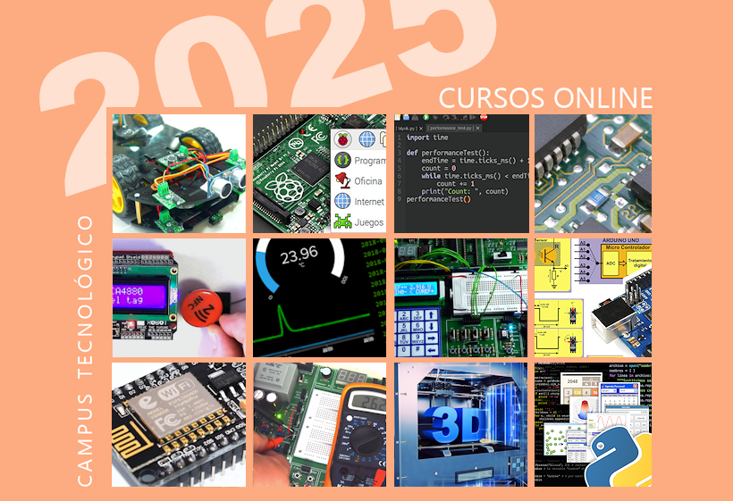 portalarduino's tweet image. ¡Comienzan los cursos 2025!
La manera más fácil y segura de aprender Electrónica Analógica y Digital, Internet de las Cosas, Arduino, Robótica, Micropython, Raspberry Pi, Comunicaciones, 3D...
Cursos online con la ayuda personalizada de un profesor campustecnologico.es
