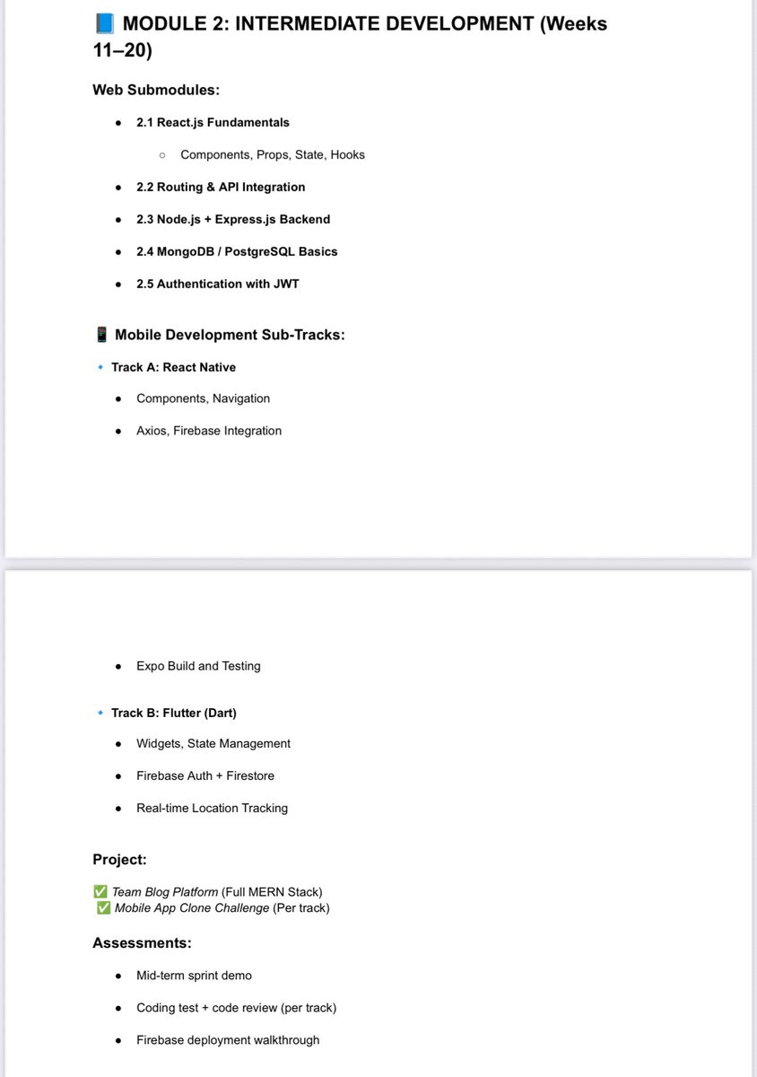 winexviv's tweet image. Here is the course framework for the 9 months intensive software development training we are experimenting.

We requested a N2M deposit from the 12 accepted participants and good insensitive to ensure they either win all or loose all. They also have a guaranteed job afterwards. A…