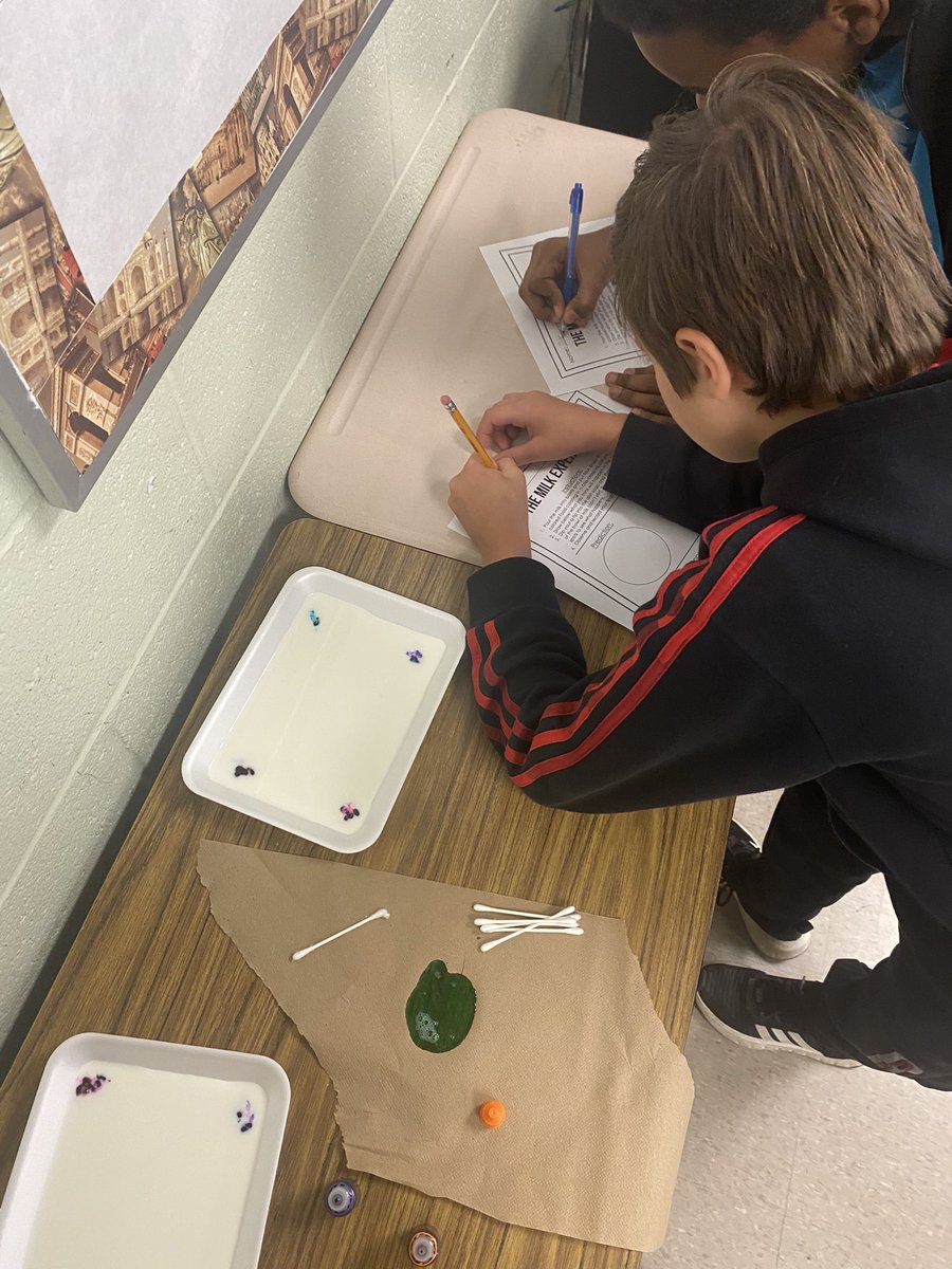 mrs_pearman's tweet image. Our STEAM lesson for Summer Learning: the scientific method with the Milk experiment. We focused on “if/then statements”. Tomorrow we will review this activity and write a formal paragraph using the CER method. #literacyandjusticeforall