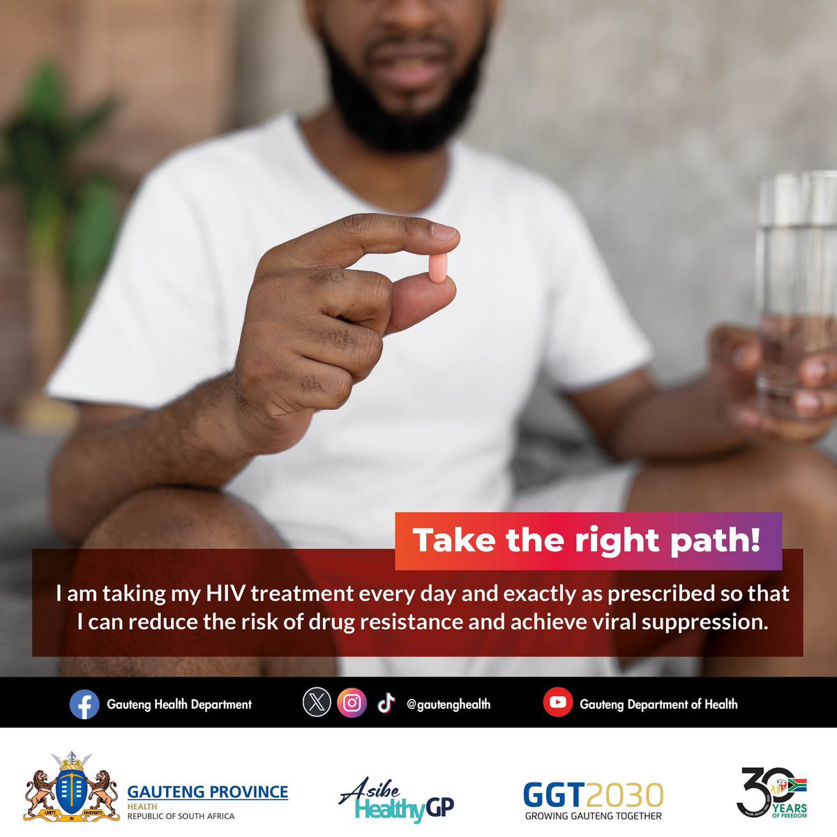 Adherence to treatment is a key part of staying healthy with HIV and achieving viral suppression in order for the virus to be undetectable in your system #EqualRights #EqualCare #AsibeHealthyGP