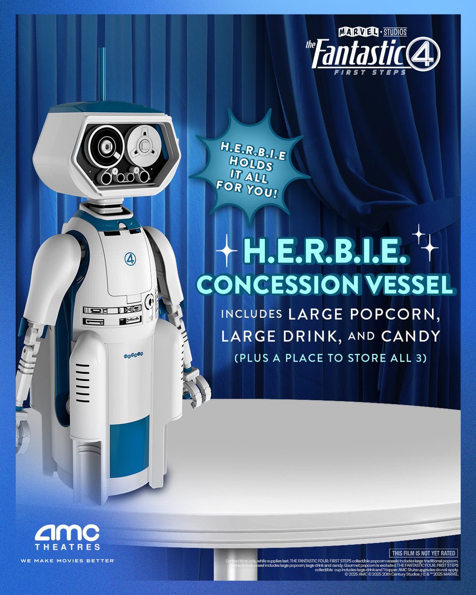 First look at the H.E.R.B.I.E concession vessel for ‘THE FANTASTIC FOUR’

Holds popcorn, drink and candy all in one place.