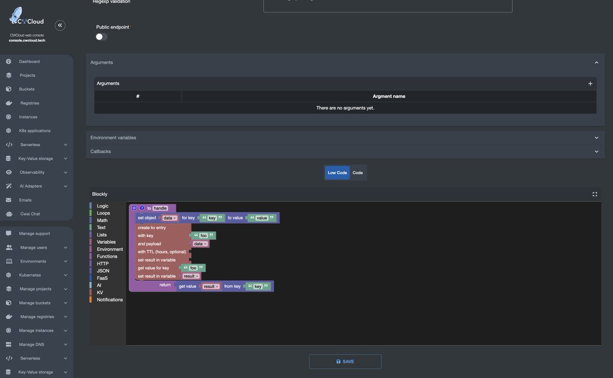 cwcloud_tech's tweet image. 📣 New feature on cwcloud: KV storage API. A straight forward API to easily store data and documents (temporarily or definitively) and use it in your serverless / lowcode functions ! And ofc you can also administrate your KV repositories using the GUI and CLI as well 😇
