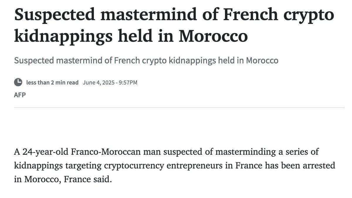 A 24-year-old Franco-Moroccan man, Badiss Mohamed Amide Bajjou, has been  arrested in Morocco for allegedly orchestrating multiple kidnapping cases  targeting French crypto entrepreneurs, including the abduction of Ledger  co-founder David Balland and