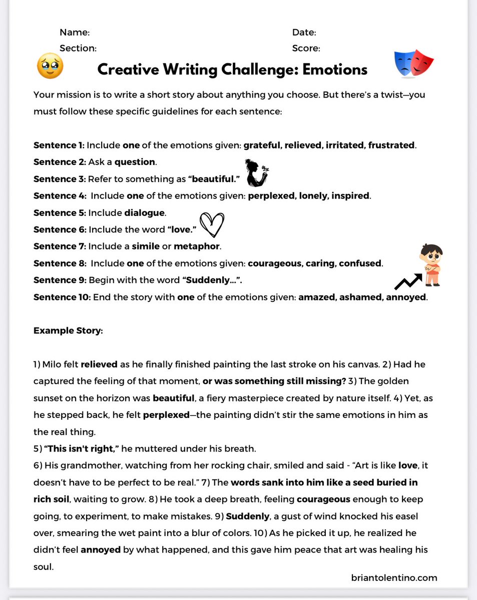 Creative Story Challenge: Emotions!

Link here: briantolentino.com/creative-story…