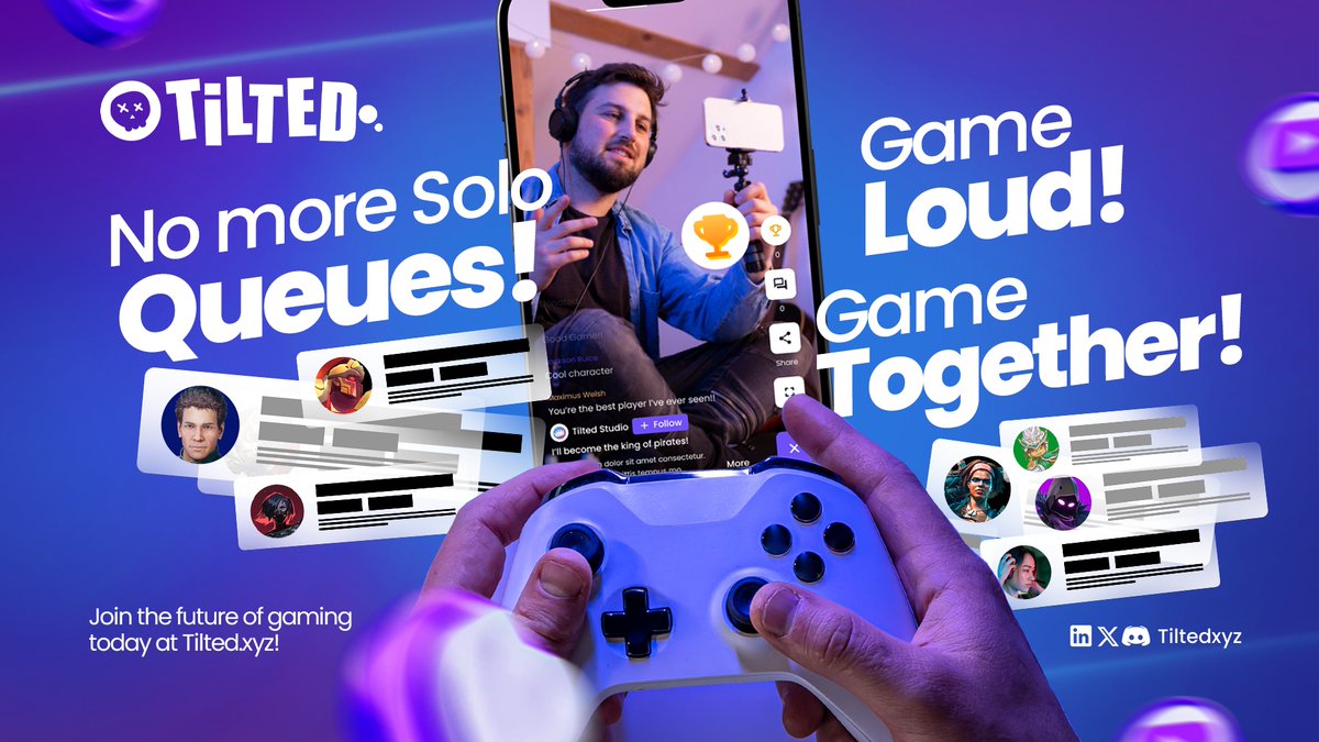 🎮 Tired of solo queues and playing alone? Say goodbye to the grind and hello to the squad. 👾✨

At Tilted.xyz, gaming isn’t just about the W—it’s about who you play with. Whether you're crushing matches or creating highlight reels, Tilted brings gamers and creators