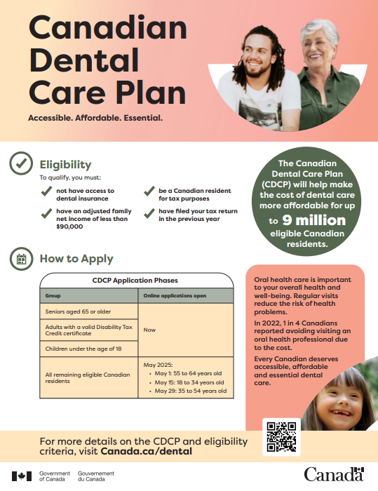 StThomasSocial1's tweet photo. The #CanadianDentalCarePlan is helping to make oral health care more affordable in Canada! It is available to help reduce the cost of oral health services for eligible Canadians. To be eligible, you will need to complete your 2024 income tax.
Talk to your caseworker for more info https://t.co/JdjrpTUblQ