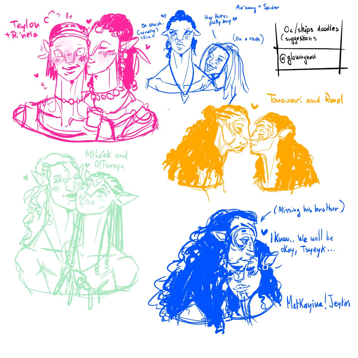 FINISHED THE DOODLE PAGES YEEEESSS 🌸🩵 thank you guys so much for the suggestions and ocs :DD It was so much fun