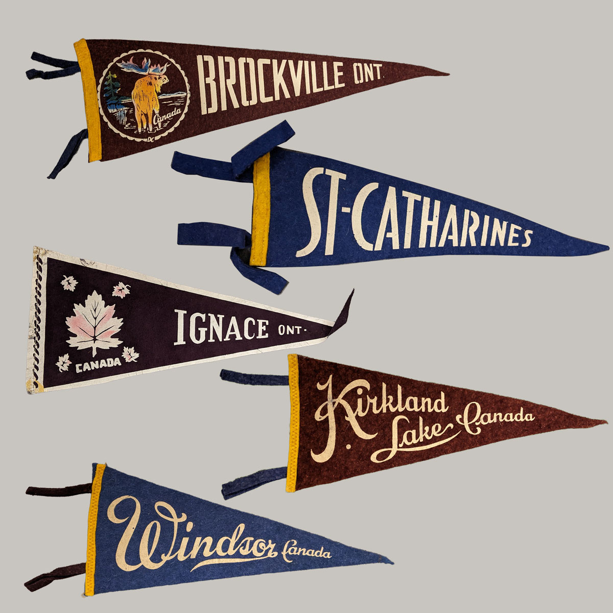 This Farm Service Force sweatshirt and pennant collection are a gift of June Hitchcox. She joined the Farmerettes in the 1940s, a brigade of teen girls who harvested crops across Ontario while men served during WW2. Visit our exhibit "The Seven Glorious Virtues" to learn more!