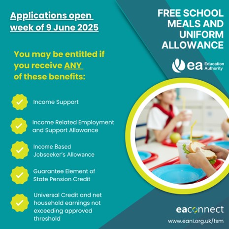 Free School Meals &amp; Uniform Allowance you may need a Proof of Benefit letter for your application. To request one, visit: secure.dwp.gov.uk/get-a-proof-of…
If you receive Universal Credit you will need to upload evidence of Universal Credit. Info eani.org.uk/fsm