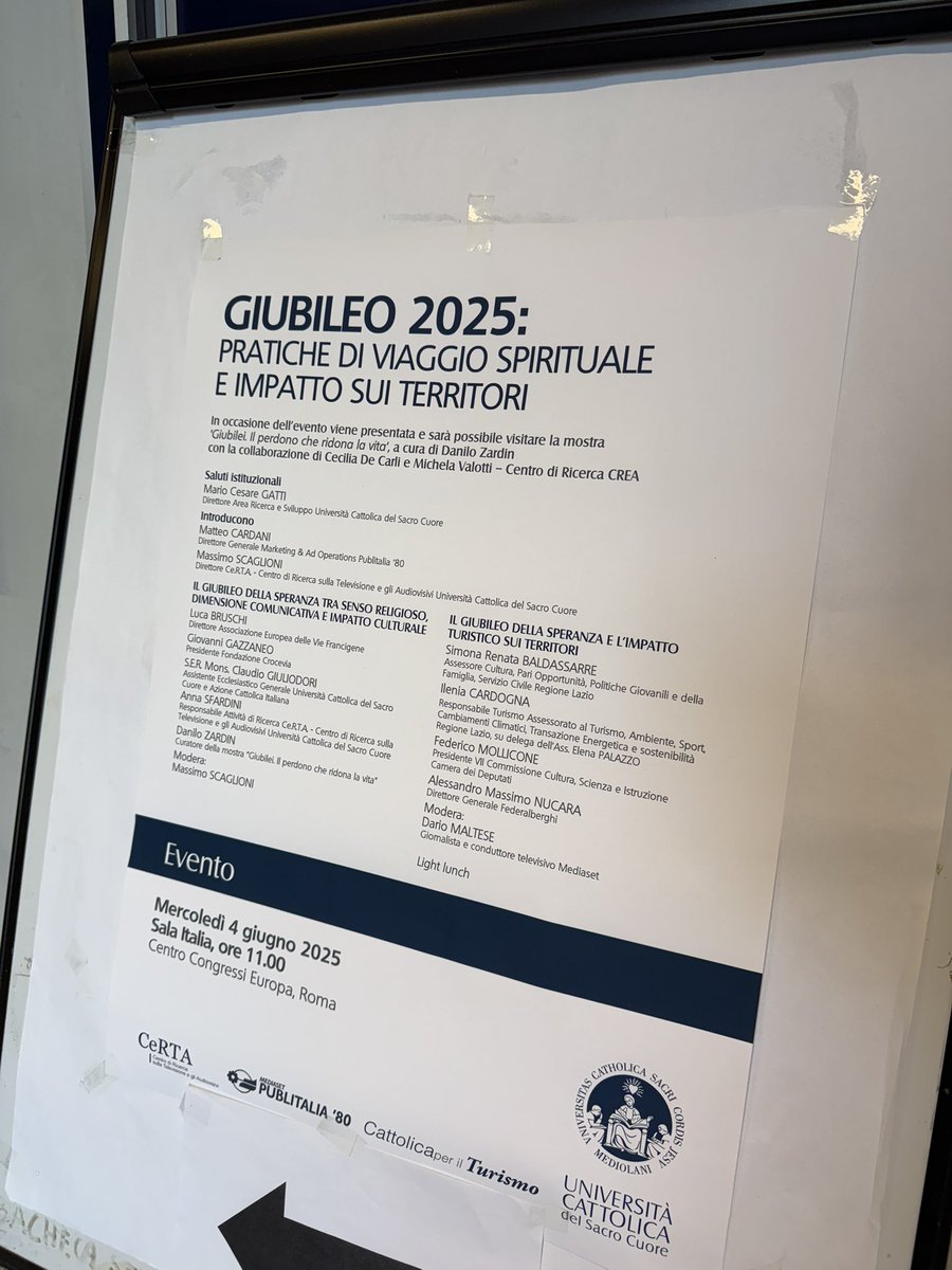 Abbiamo presentato oggi a Roma in @unicatt la prima parte della ricerca “#Giubileo 2025: pratiche di viaggio spirituale e impatto sui territori” Grazie a tutti i relatori e i presenti! CattolicaNews #cattolicaperilturismo #CeRTA