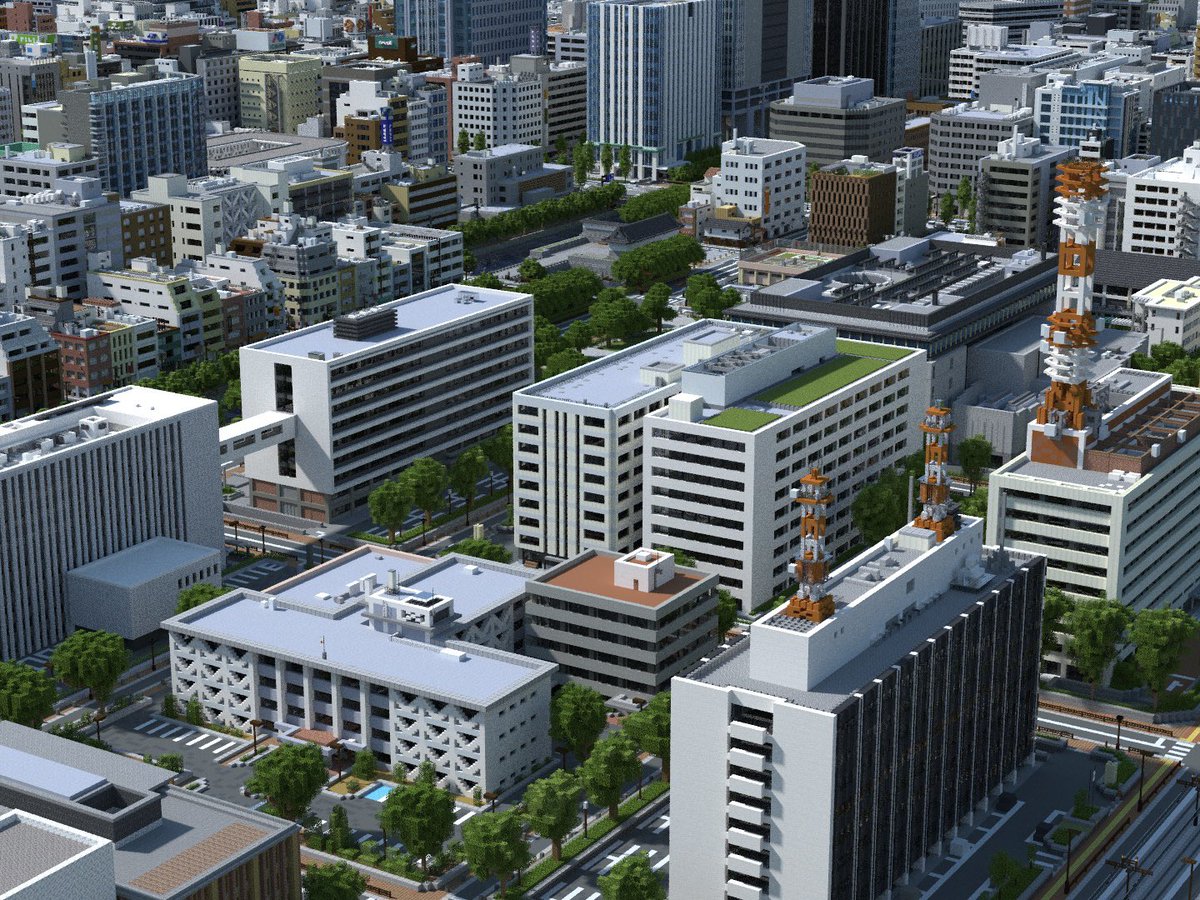 #Minecraft #永松市
マイクラ内で拡がる市街地