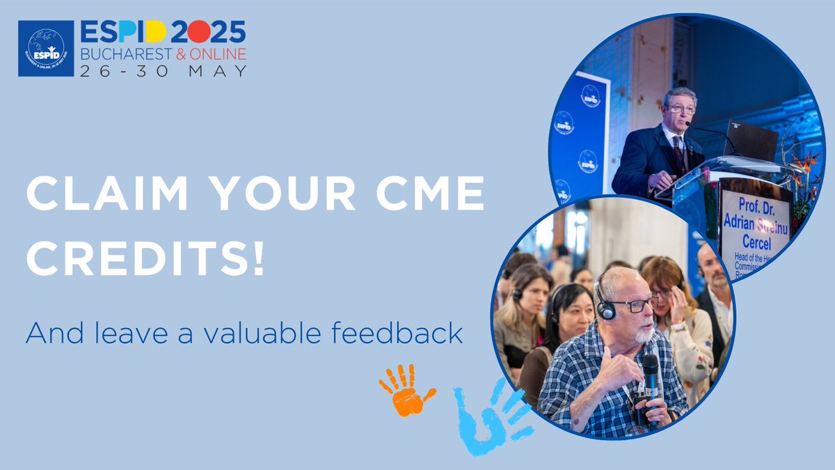 If you were part of the incredible exchange of knowledge in paediatric infectious diseases at #ESPID2025, make sure to claim your 20.5 CME credits for the time you spent in educational sessions.

🔗 Head to the ESPID 2025 website now to complete the form: bit.ly/3Ly0J7b