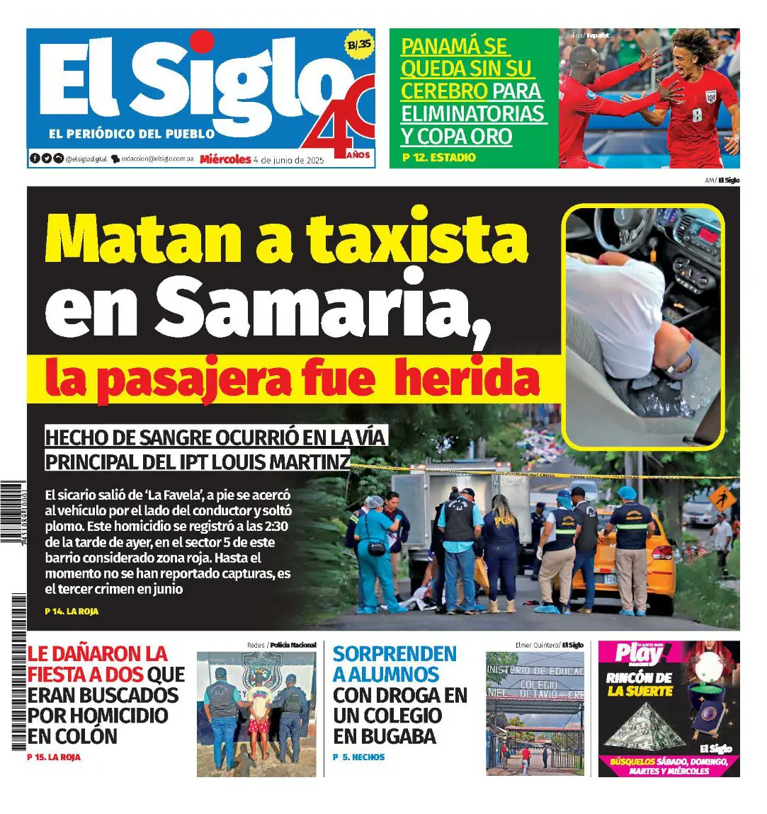 Portada de <a href="/elsiglodigital/">El Siglo de Panamá</a> de hoy 4 de junio de 2025