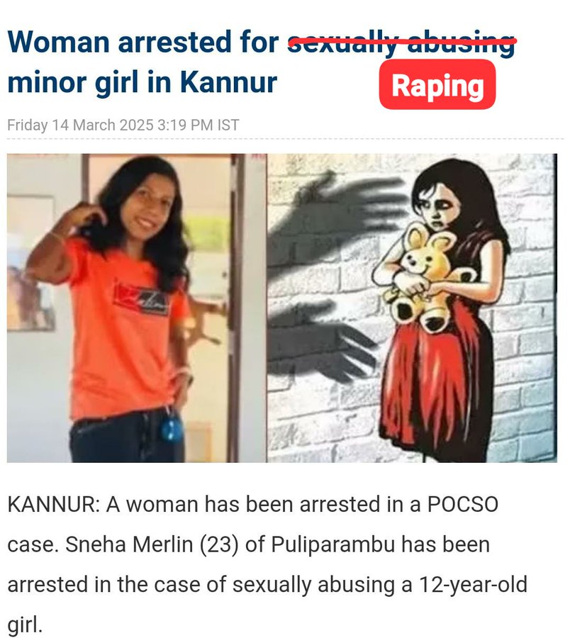 VasuEricsson's tweet photo. @gemsofbabus_ Tell me if Kerala is considering EQUAL PUNISHMENT for Female Rapists and whether they'll be admitting that in their textbooks abt NOT punishing Female criminals as harshly as their Male counterparts.
#SnehaMerlin #SentencingGap https://t.co/W0lJ1mK3eG