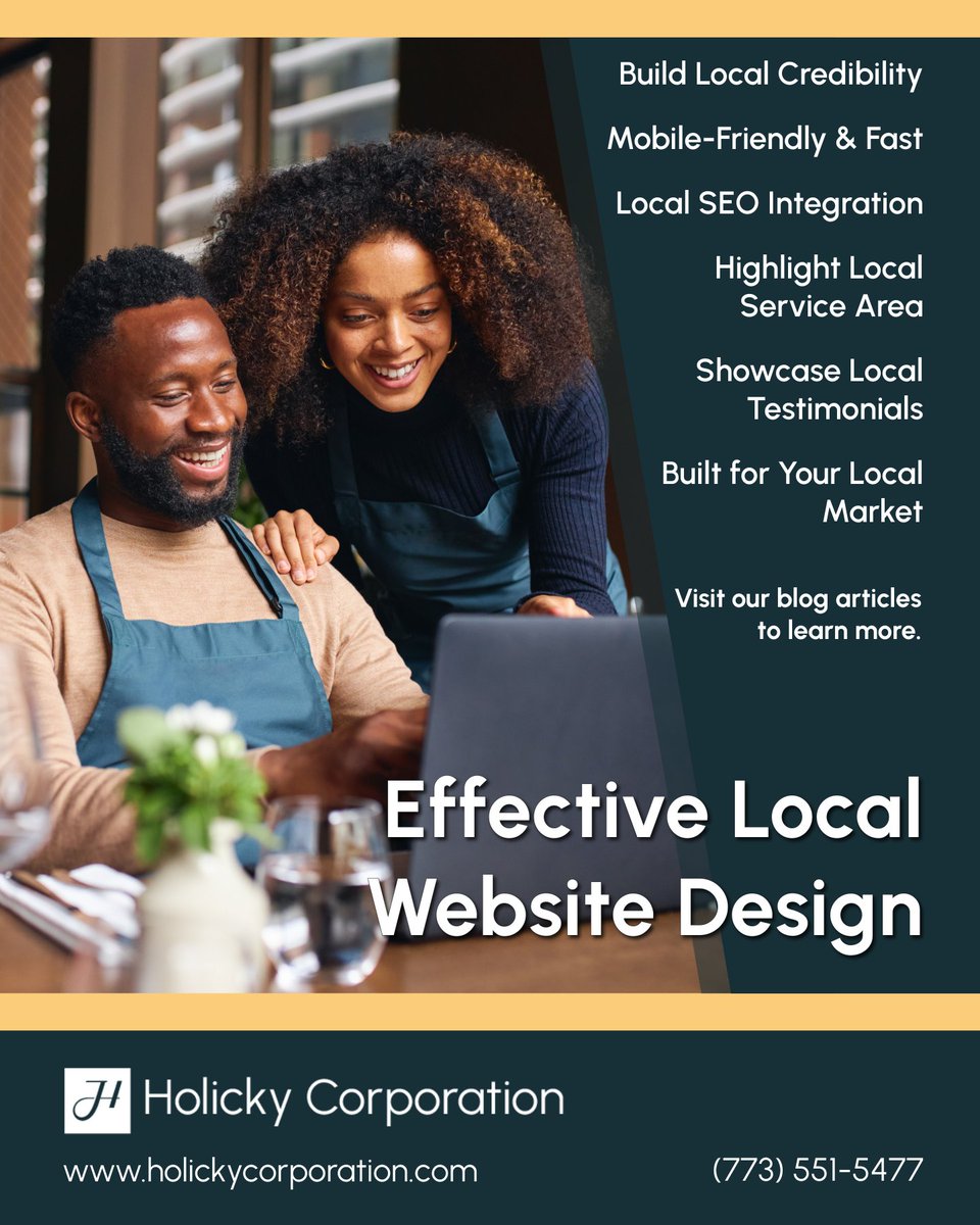 HolickyCorp's tweet photo. Local website design helps your business connect with the surrounding cities and community through targeted SEO.

It’s the key to building trust, increasing visibility, and driving growth right in your own backyard and beyond. https://t.co/6b4qtIali0