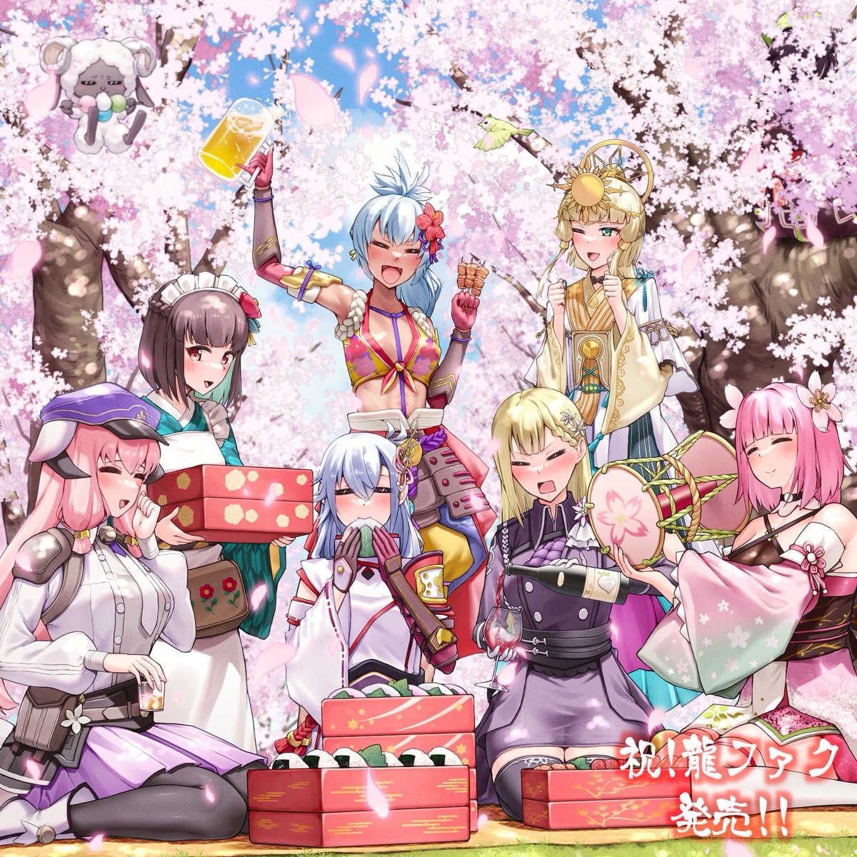 tastybrightstar's tweet image. 龍の国 ルーンファクトリー、発売おめでとーございまーす！！！！！！ ヒロイン大集合記念イラスト！！！🌙🌸🦊🍡🌺🌻⚔🏹