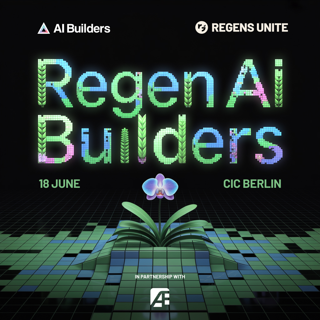 Regens Unite 🌱✨ (@regensunite) on Twitter photo How can AI help build regenerative futures?
We’re teaming up with local orgs <a href="/aibuildersclub/">AI Builders</a> & Æthos to bring you Regen AI Builders Berlin - a special edition meetup during <a href="/BerBlockWeek/">Berlin Blockchain Week 🐻➡️ June 7-22, 2025</a>.
Capacity is limited, save your spot!
📍 CIC Berlin | June 18
👉 lu.ma/regen-aibuilde… How can AI help build regenerative futures?
We’re teaming up with local orgs <a href="/aibuildersclub/">AI Builders</a> & Æthos to bring you Regen AI Builders Berlin - a special edition meetup during <a href="/BerBlockWeek/">Berlin Blockchain Week 🐻➡️ June 7-22, 2025</a>.
Capacity is limited, save your spot!
📍 CIC Berlin | June 18
👉 lu.ma/regen-aibuilde…