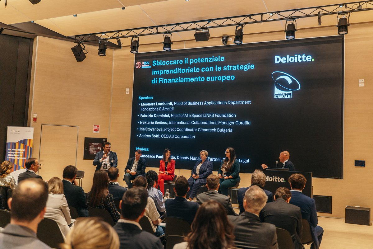 entreprenedu's tweet photo. Our team gathered together in Milan, Italy and presented project's results at “Italy Calls Europe: Innovation, Sustainability and Finance for the Growth of the New Space Economy” event organised by @Deloitte. 👏 https://t.co/lgvxi5JJyb