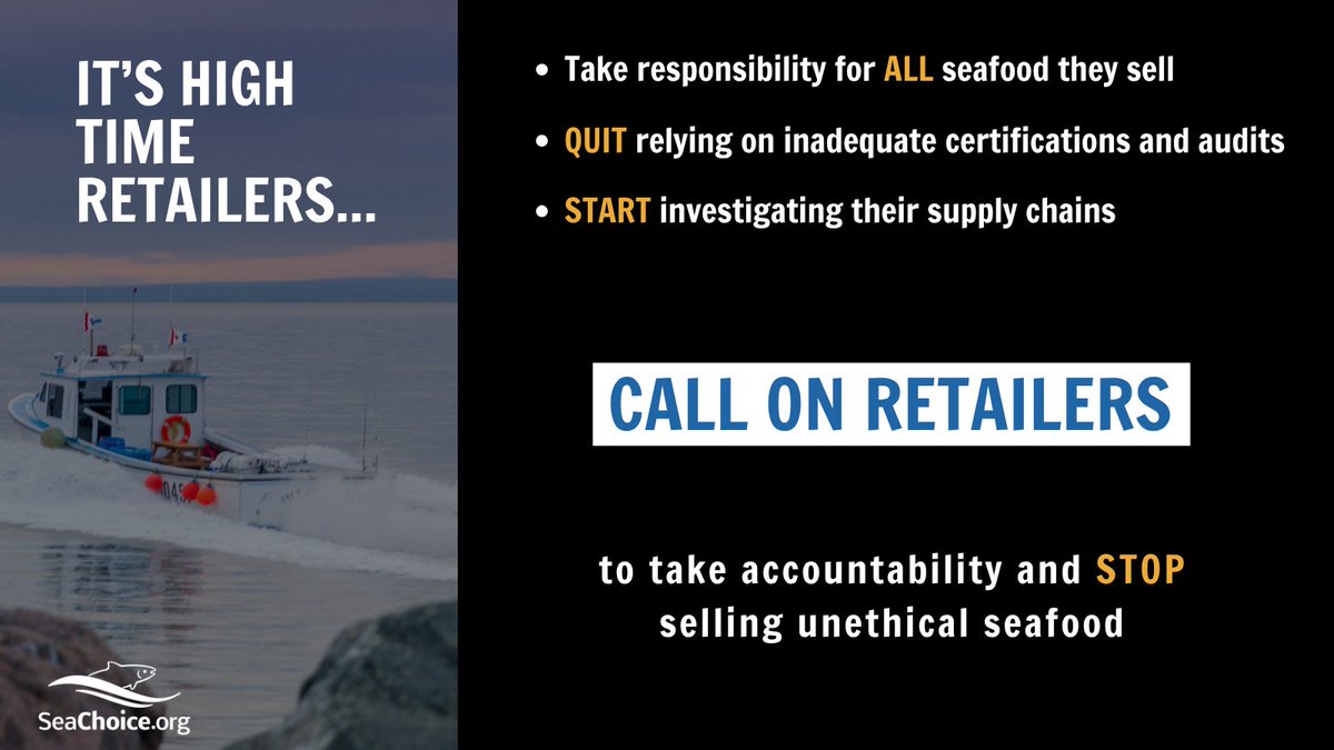 SeaChoice's new Conscious Avoidance report finds retailers were given failing grades for consciously avoiding responsible sourcing for nearly half their seafood products and more.

Tell retailers to take responsibility &amp; STOP selling unethical seafood.

seachoice.org/take-action/