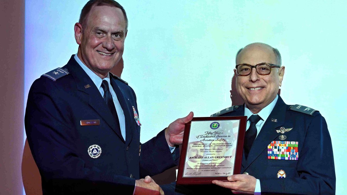 Col Rick Greenhut (right) has been recognized with the FAA's Wright Brothers Master Pilot Award. The award is bestowed on pilots with more than 50 years of aviation experience, professionalism, and accident-free flying. 

Read more: cap.news/national-capit…