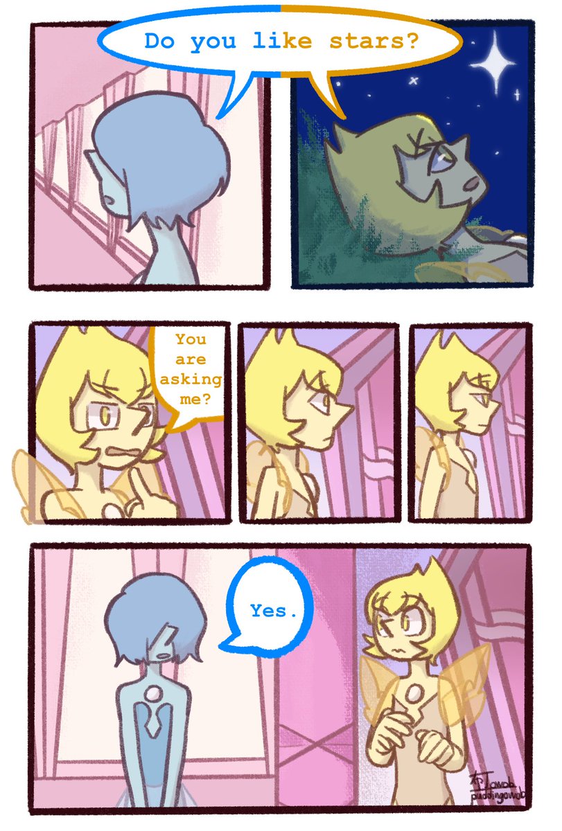 Puddingowob's tweet photo. 《Do you like stars?》 [1～4/7]
#StevenUniverse #stevenuniversefanart #bellowpearl #bluepearl #yellowpearl #SU https://t.co/O2nQJd1H1q