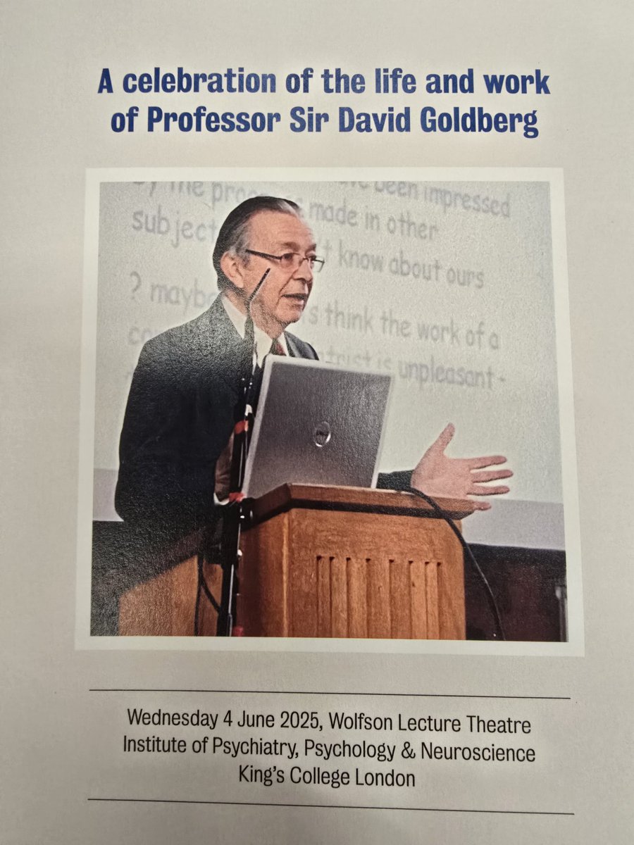 Derek Tracy (@derektracy1) on Twitter photo Celebrating a giant of <a href="/KingsIoPPN/">Institute of Psychiatry, Psychology & Neuroscience</a> & <a href="/MaudsleyNHS/">NHS Maudsley</a> - an afternoon on the life, work, & achievements of Professor Sir David Goldberg. Lovely tributes from those whose life he touched. Celebrating a giant of <a href="/KingsIoPPN/">Institute of Psychiatry, Psychology & Neuroscience</a> & <a href="/MaudsleyNHS/">NHS Maudsley</a> - an afternoon on the life, work, & achievements of Professor Sir David Goldberg. Lovely tributes from those whose life he touched.