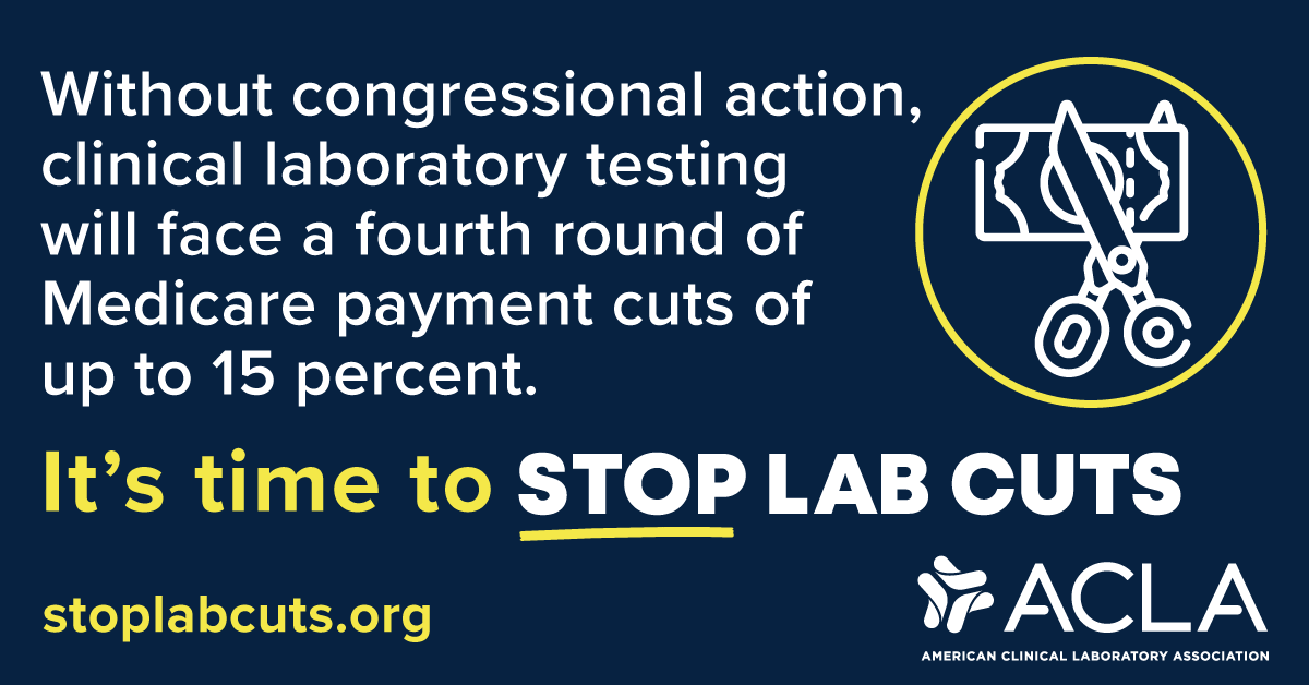 Clinical laboratory services are essential in early detection and treatment of disease. Without congressional action, these tests will face additional payment cuts, impacting patient access and diagnostic innovation. Tell Congress to #StopLabCuts: stoplabcuts.org.
