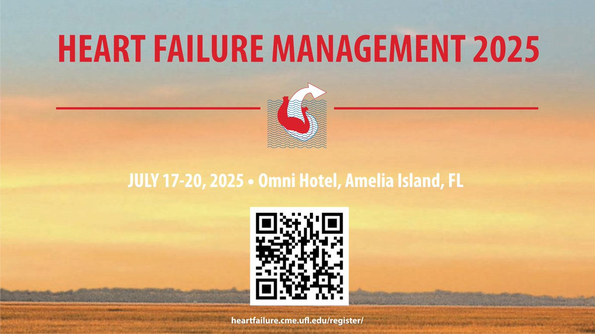 Learn the latest in #HeartFailure diagnosis and treatment strategies at the 2025 Heart Failure Management Conference with <a href="/GatorCME/">UF CME</a>. Agenda and details for the #CME conference, July 17-20 at Omni Amelia Island Resort, can be found at 🔗heartfailure.cme.ufl.edu.