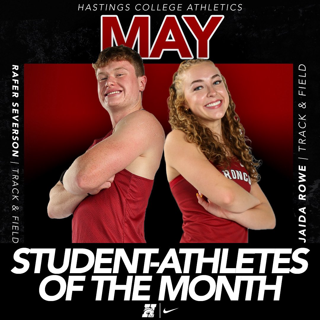 Hastings College Athletics (@hastingsbroncos) on Twitter photo Congratulations to Jaida Rowe (<a href="/HCBroncoXCTF/">Hastings College T&F / XC</a> ) & Rafer Severson (@hcbroncoxctf ) on being named our May Student-Athletes of the Month!
#GDTBAB Congratulations to Jaida Rowe (<a href="/HCBroncoXCTF/">Hastings College T&F / XC</a> ) & Rafer Severson (@hcbroncoxctf ) on being named our May Student-Athletes of the Month!
#GDTBAB