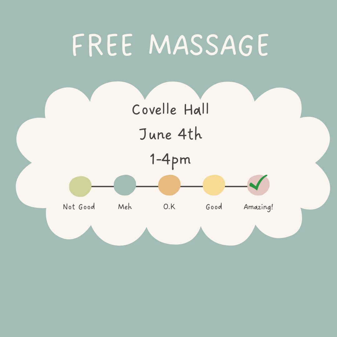 OSUIT_SL's tweet image. Feeling stressed and tight? Stop by Covelle Hall from 1-4pm for a free massage!

#osuit #osuitsl #studentlife #gopokes #freemovienight #free #student #event #downtown #okmulgee