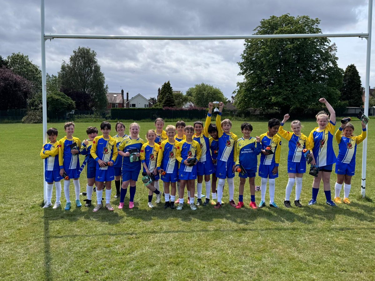 SketchleyHill's tweet photo. A brilliant sporty day for Sketchley! Not only did we go and win the Touch Rugby competition, we also went on to win the Cricket tournament too! Well done to all of the children and staff involved! #sport #teamwork @HB_SSPAN https://t.co/BhAwzmtSVj
