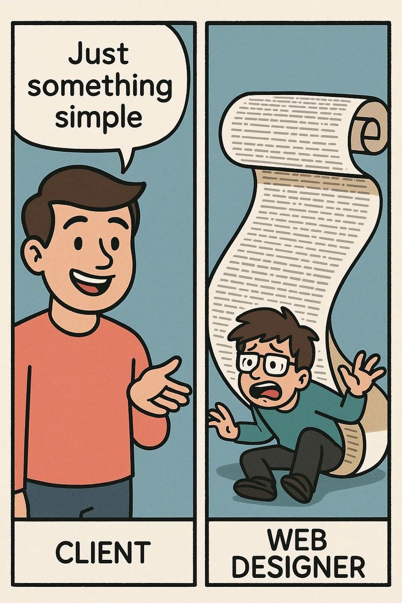 piksellat's tweet image. Client: “We just want something simple.”
 Also client: Adds 46 requests in a Google Doc. 🤯
🔁 Tag your freelancer friend who’s been here!
#ClientExpectations #WebDesignHumor #FreelancerReality #DigitalAgency #Piksellat #WednesdayWoes #FreelanceDesigner #CreativeProcess