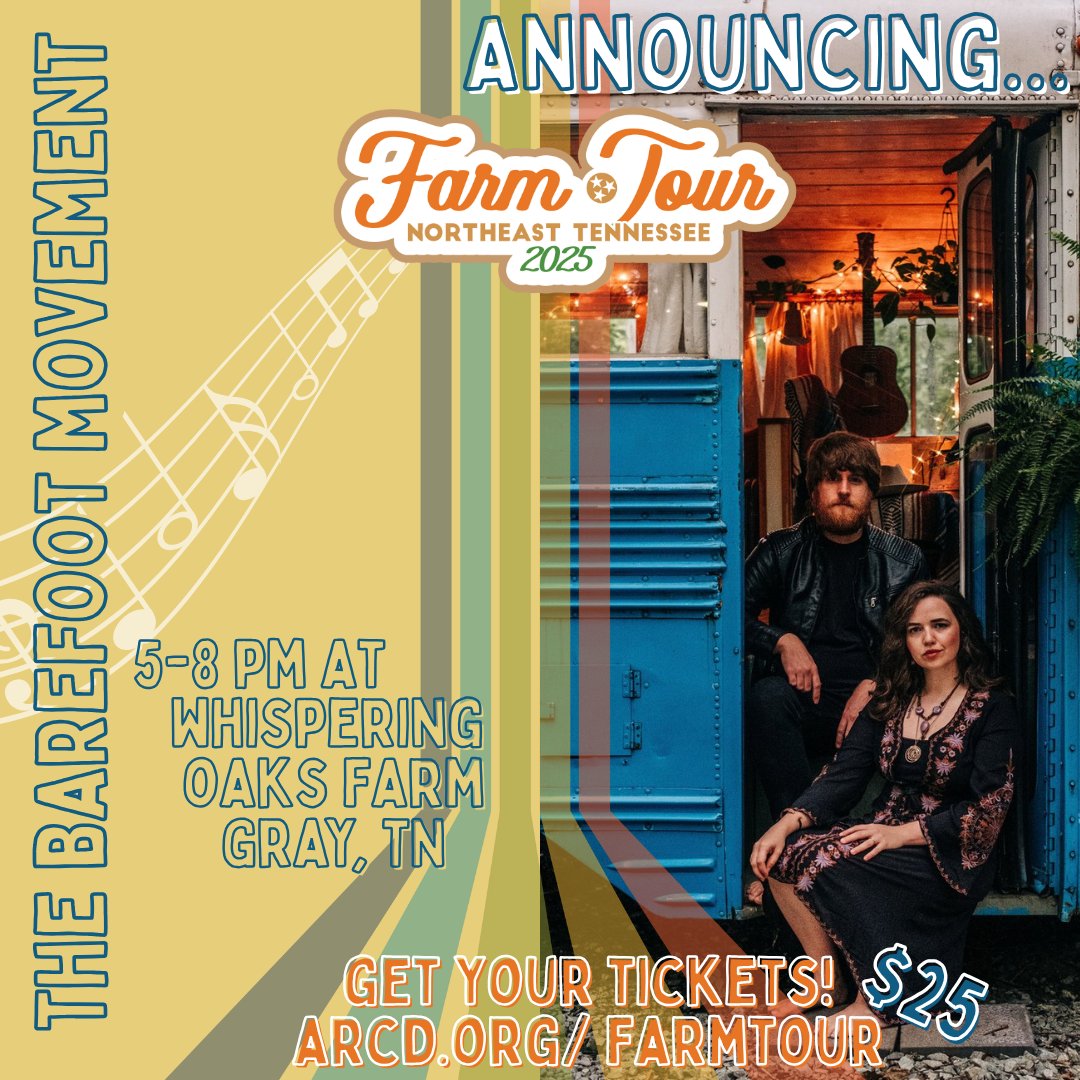 Excited to return to our old stomping grounds for our next show, performing at the Appalachian RC &amp; D Council farm tour! There's a lot going on that day for you to check out - we'll close the night at Whispering Oaks Farm in Gray, TN. For more info, head to the link in the bio!