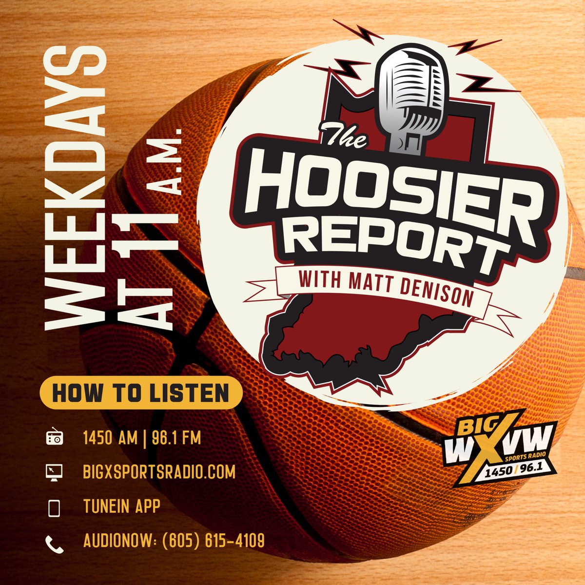Hoosier Hills Hoops (@hoosierhills) on Twitter photo Wednesday's radio show is β οΈππ πππ πππ πππβ οΈ until noon.
GUESTSπ£οΈ
β‘οΈ<a href="/DustinDopirak/">Dustin Dopirak</a>
β‘οΈ<a href="/joshcookNT/">Josh Cook</a>
TEXT THE SHOWβοΈ
Send your comments and questions via the Text Line -> (502) 414-1450
STREAMING LINKπ
radio.securenetsystems.net/cwa/WXVW
#IUBB | #IUFB | #IHSAA Wednesday's radio show is β οΈππ πππ πππ πππβ οΈ until noon.
GUESTSπ£οΈ
β‘οΈ<a href="/DustinDopirak/">Dustin Dopirak</a>
β‘οΈ<a href="/joshcookNT/">Josh Cook</a>
TEXT THE SHOWβοΈ
Send your comments and questions via the Text Line -> (502) 414-1450
STREAMING LINKπ
radio.securenetsystems.net/cwa/WXVW
#IUBB | #IUFB | #IHSAA
