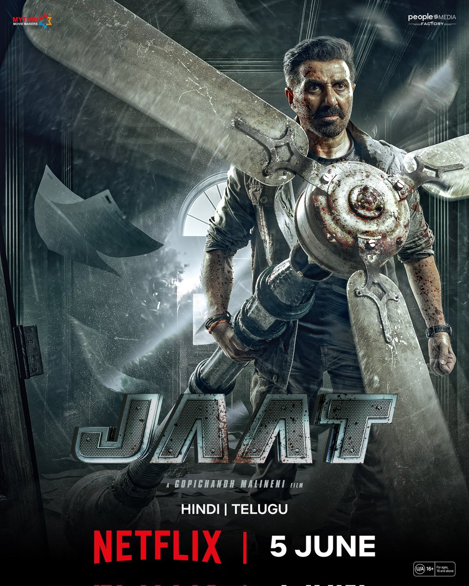 Jaat Set Go 💥

Watch #Jaat from tonight in Hindi and Telugu, on <a href="/NetflixIndia/">Netflix India</a>. 

<a href="/iamsunnydeol/">Sunny Deol</a> <a href="/megopichand/">Gopichandh Malineni</a> <a href="/MusicThaman/">thaman S</a> <a href="/MythriOfficial/">Mythri Movie Makers</a> <a href="/peoplemediafcy/">People Media Factory</a> 
#JaatOnNetflix