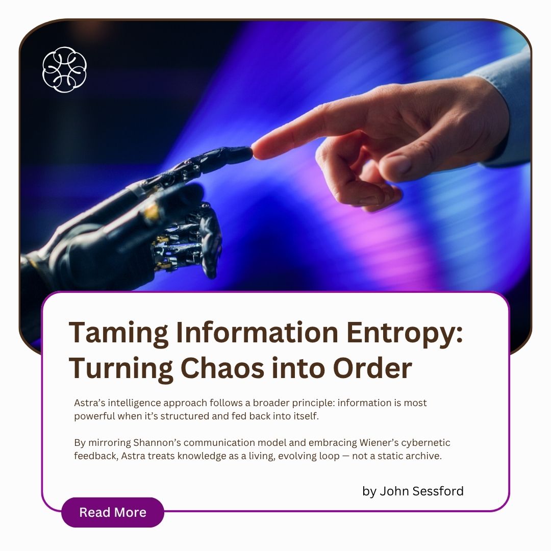 Agience™ (@agienceai) on Twitter photo Information overload isn’t the problem. Entropy is.
Our founder <a href="/JohnSessford/">John Sessford</a> explores how information theory can transform the way teams think, communicate, and act — with Astra at the center.
📖 A must-read for those building the future of work:
🔗 medium.com/@john-s4d/tami… Information overload isn’t the problem. Entropy is.
Our founder <a href="/JohnSessford/">John Sessford</a> explores how information theory can transform the way teams think, communicate, and act — with Astra at the center.
📖 A must-read for those building the future of work:
🔗 medium.com/@john-s4d/tami…