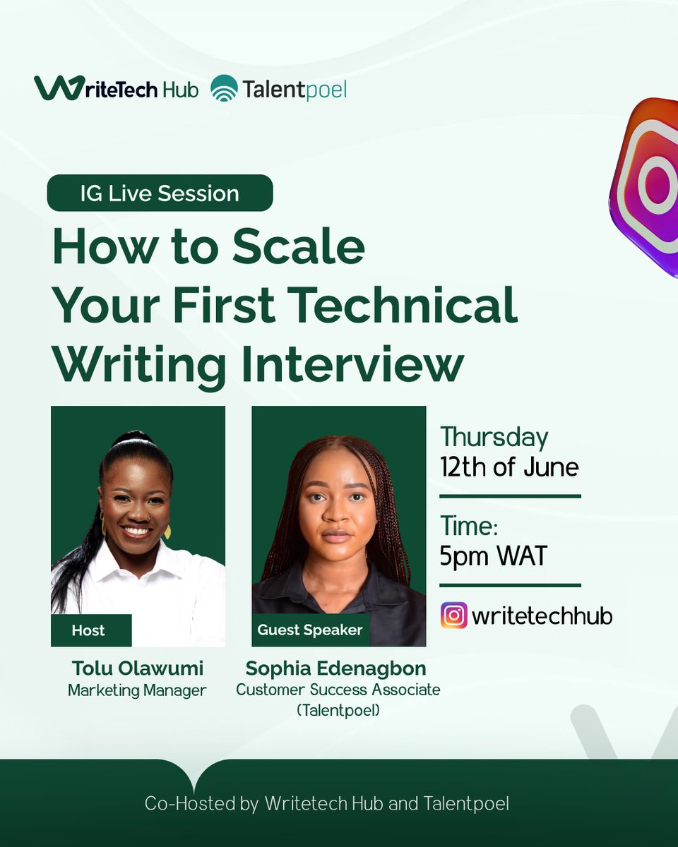 WriteTechHub's tweet image. You’ve been learning technical writing for months… but now it’s interview time, and you’re stuck?

@WriteTechHub × @talentpoel are going LIVE on 12th June, to help you scale your first technical writing interview, with clarity.

Save the date!
#TechnicalWriting #TechCareers