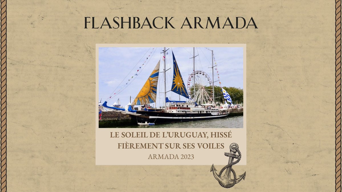 FLASHBACK – CAPITÁN MIRANDA
En 2023, le soleil de l’Uruguay était hissé fièrement sur les voiles du Capitan Miranda. Un moment fort sur les quais de Rouen.☀️
📅 RDV vendredi pour une anecdote
© François Collombet         
#VoilierALaUne #CapitanMiranda #Armada2027