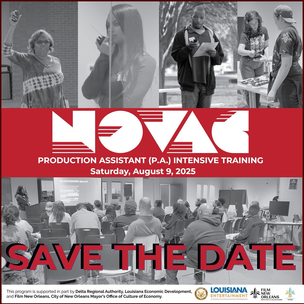 NOVACvideo's tweet image. Our Production Assistant Intensive returns this August in New Orleans. This hands-on training is designed to prepare participants for entry-level roles in film and TV production.  More details coming soon!  Questions?  Email shantrell@novacvideo.org
#novac #filmindustrytraining